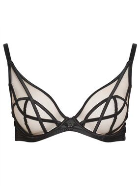 Playful Promises Ramona Illusion Sheer Black and Nude Underwire Bra